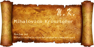 Mihalovics Krisztofer névjegykártya